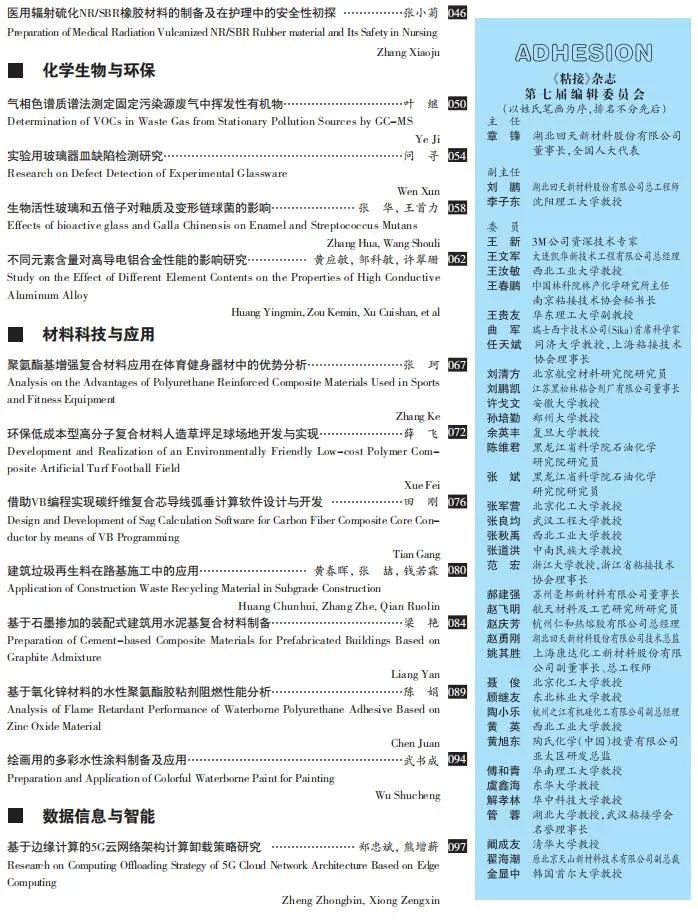 关于《粘接》杂志 2021年第08期的出版信息